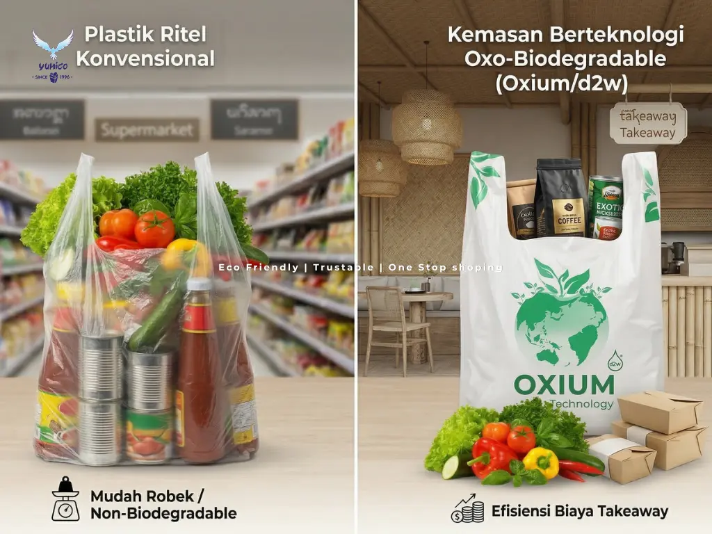 Keuntungan plastik oxo-biodegradable untuk kantong belanja supermarket dan kemasan takeaway katering Bali
