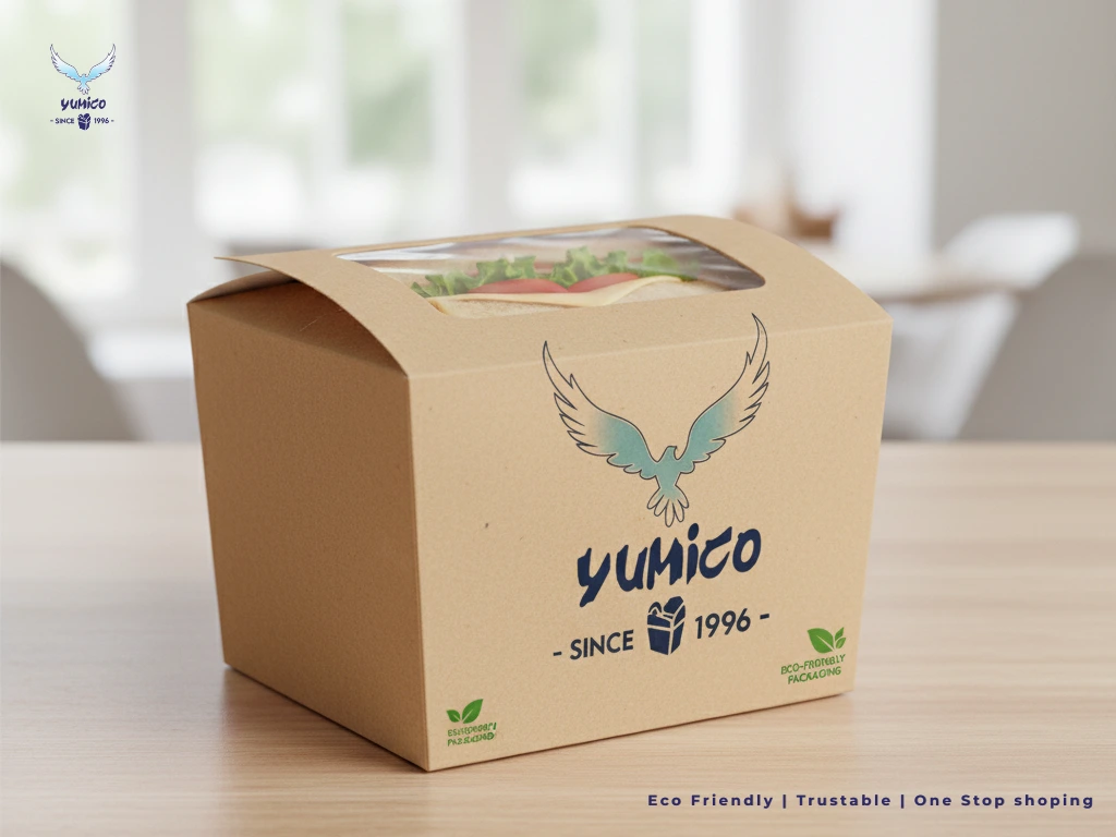 eco friendly sandwich box biodegradable kraft paper Yumico Bali