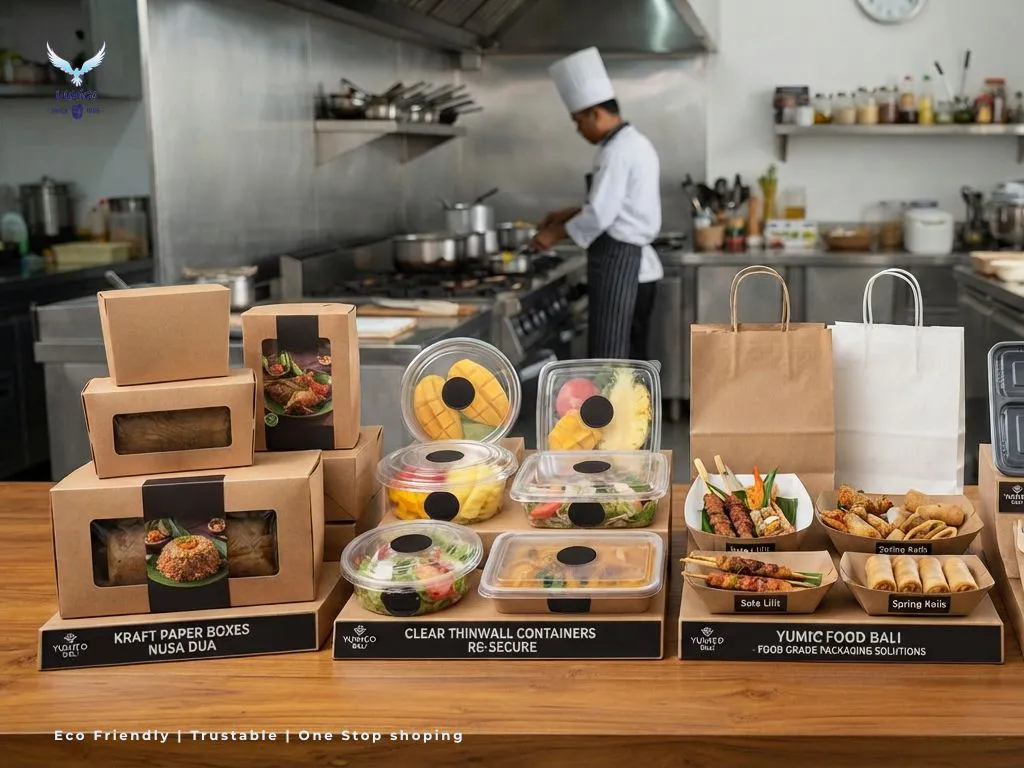 Kemasan Makanan Nusa Dua – Solusi Packaging F&B Kemasan makanan nusa dua berkualitas tinggi dan ramah lingkungan untuk restoran dari Yumico Bali.