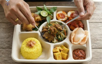 Paket Catering Sekat Lima + Tutup Cup Bagasse | Yumico