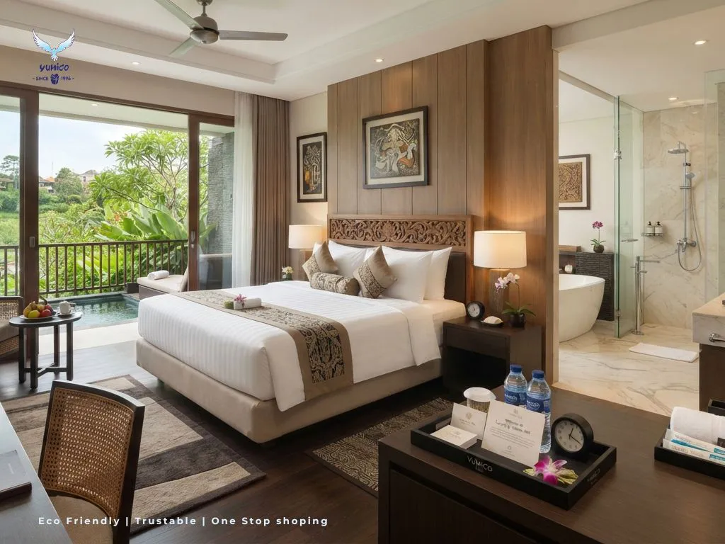 Penyedia Peralatan Kamar Hotel – Standar Kenyamanan Akomodasi Penyedia peralatan kamar hotel berkualitas tinggi untuk standar akomodasi di Bali Yumico.