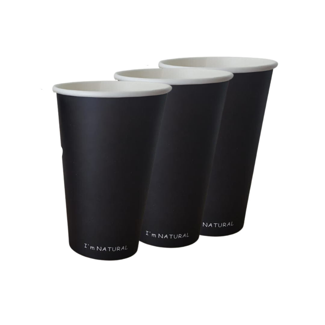 Paper Cup Hot Single Wall Black Import PLA