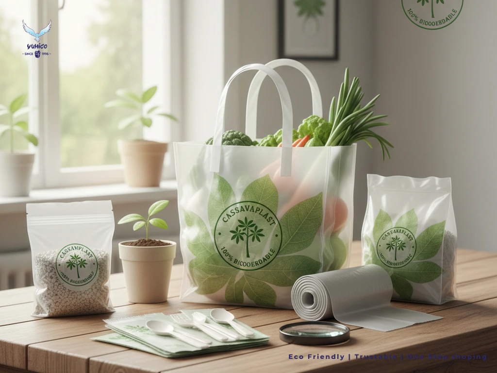 plastik singkong biodegradable eco friendly packaging Yumico Bali
